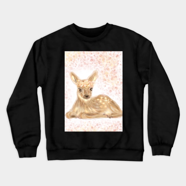 Cute Flower Deer Crewneck Sweatshirt by nanaan.art